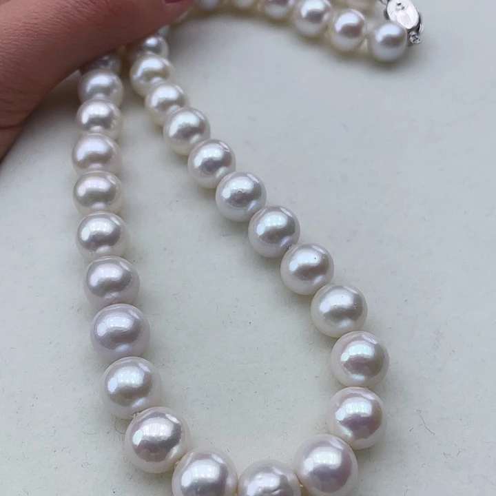 淡水珍珠颈饰银S925镶嵌卡11极光炫彩高品