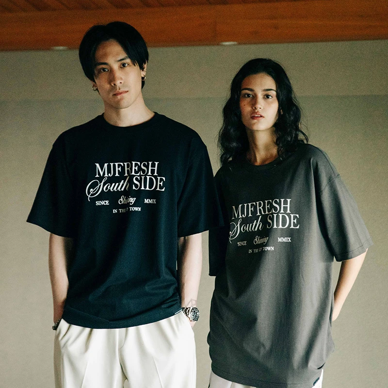 顽童MJFRESH 男女同款纯棉印花休闲短袖宽松圆领夏季百搭T恤