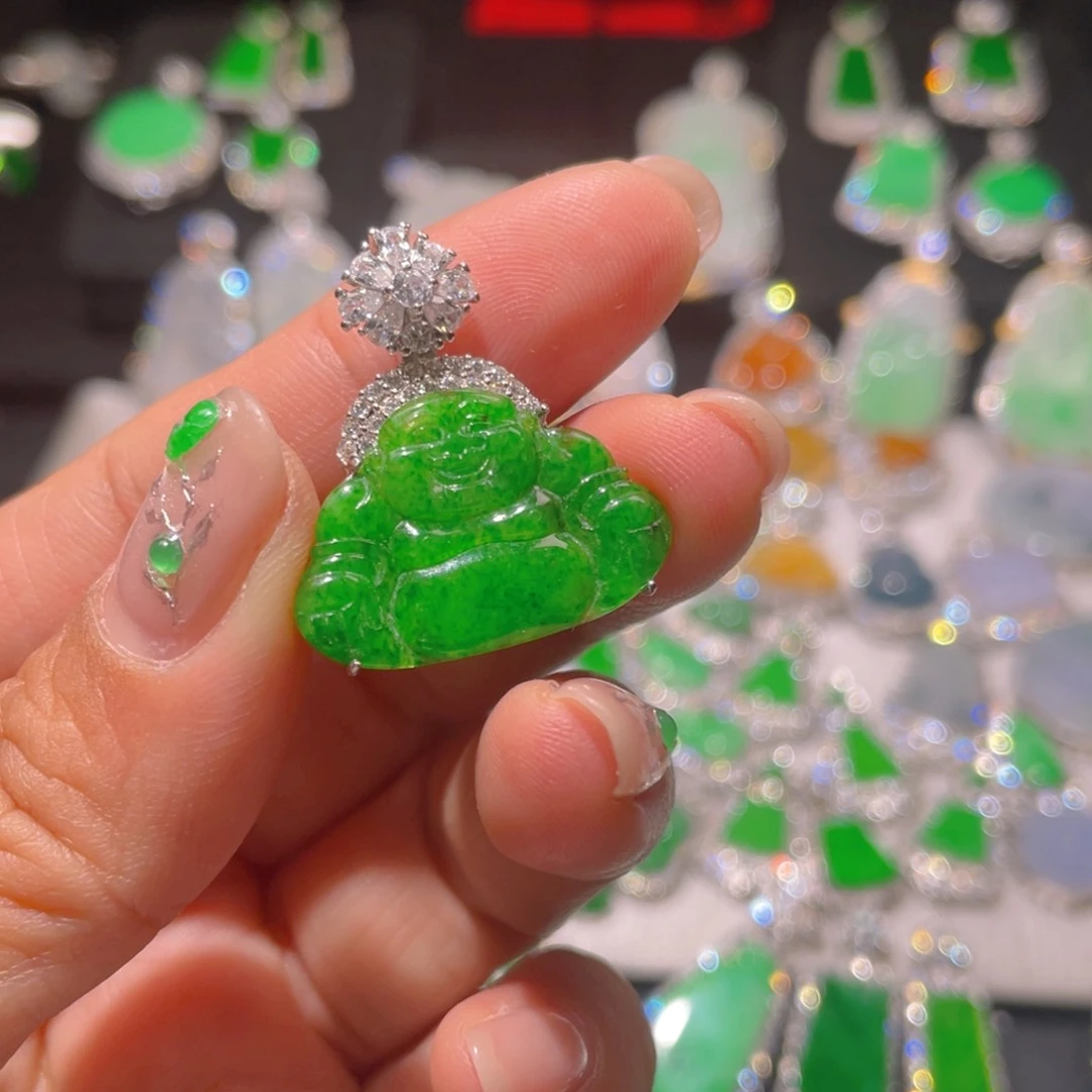 翡翠颈饰银S925镶嵌疏*精品