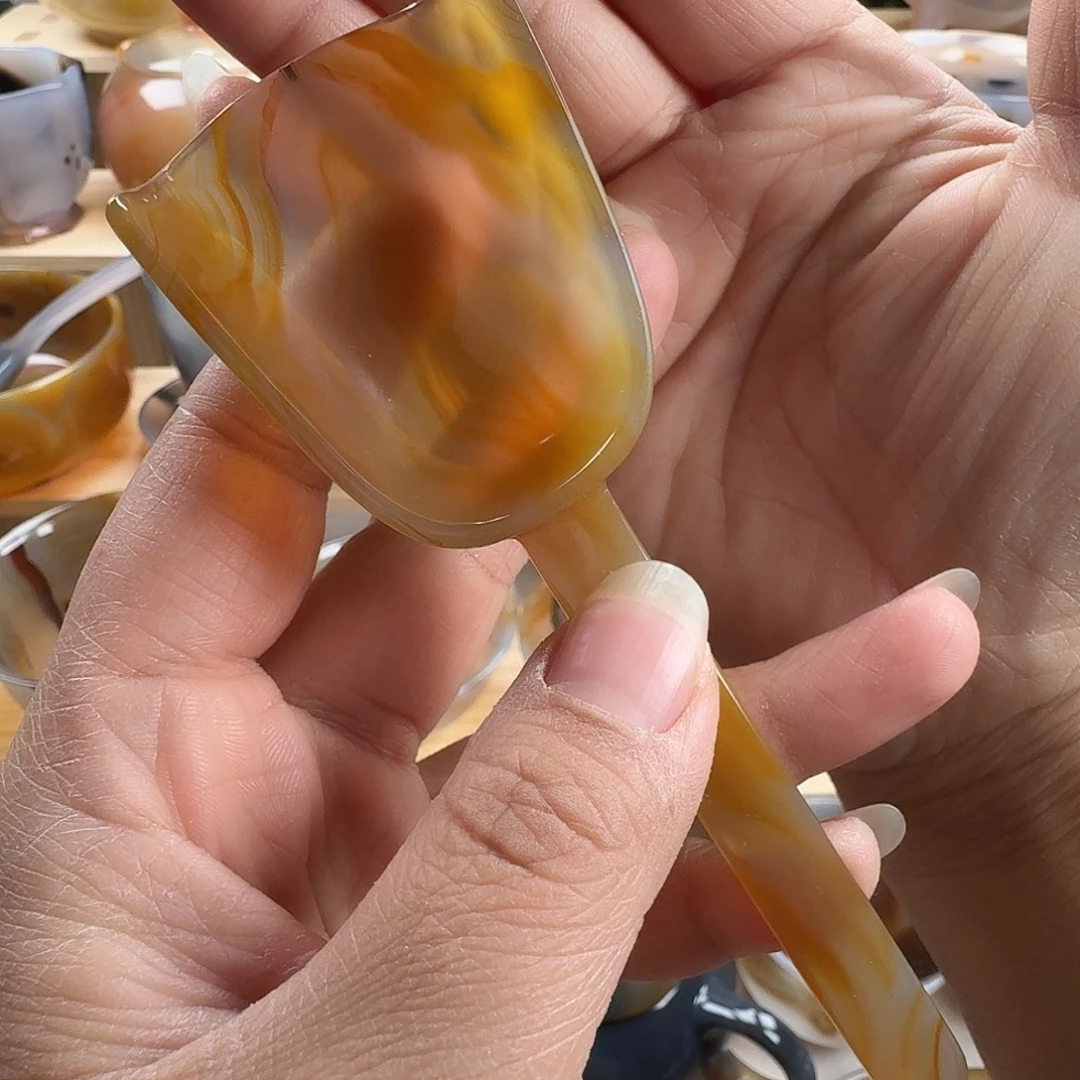 玛瑙/玉髓未镶嵌茶铲