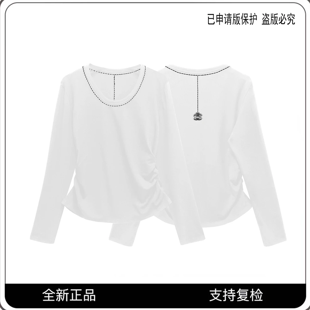 68235#CSIN轻奢时尚重工明线圆领长袖T恤2025显瘦休闲个性上衣潮