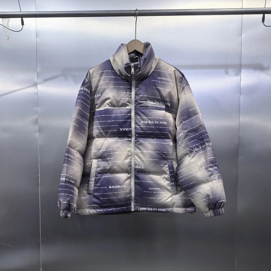 Z01-111408-BBA秋冬款时尚扎染满印设计宽松百搭保暖立领羽绒服