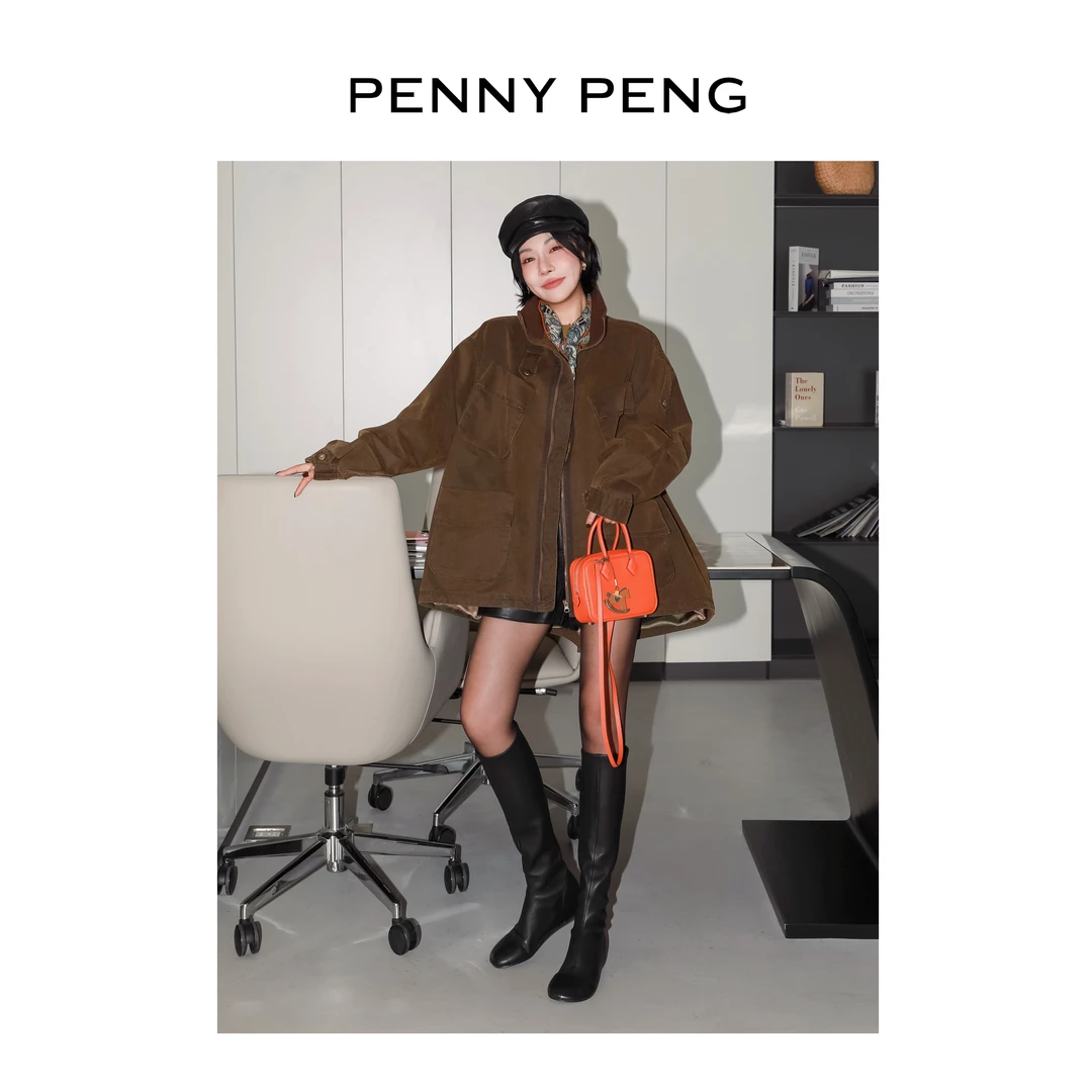 PENNYPENG 旷野人生 紫标系列重磅复古做旧水洗多口袋夹克外套