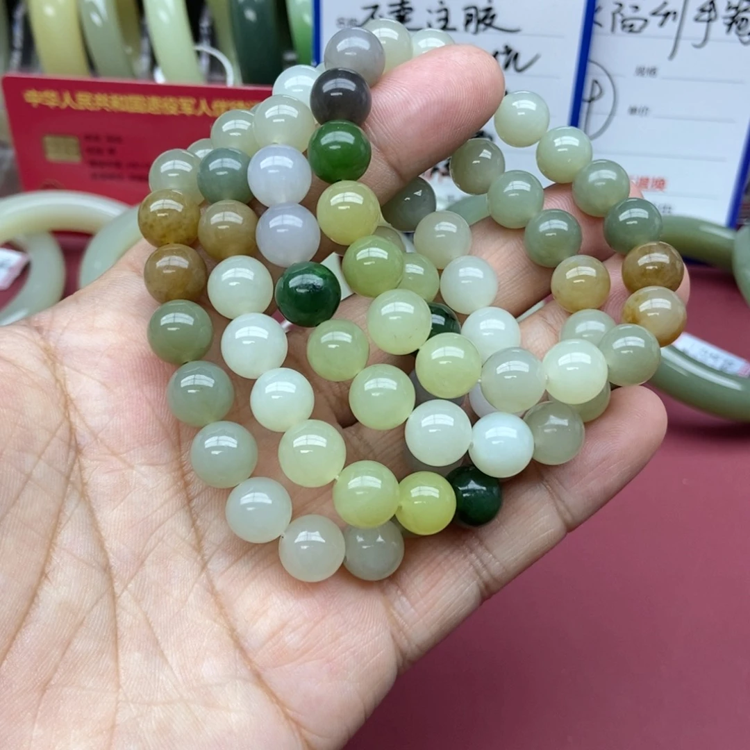 和田玉手串未镶嵌卡10