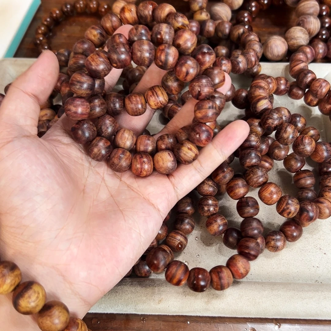 黄花梨/降香黄檀手串/手链14mm桶珠粗抛无胶无腊