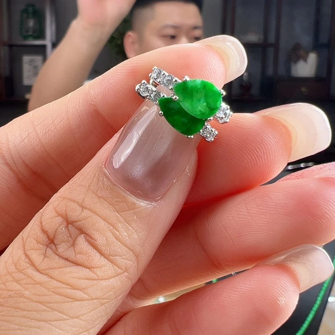 翡翠银S925镶嵌耳饰耳环37