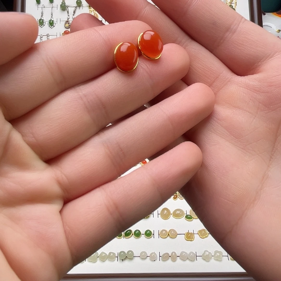 银S925镶嵌和田玉耳坠