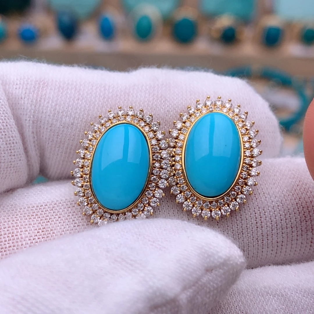 绿松石18K金镶嵌珠宝奇石