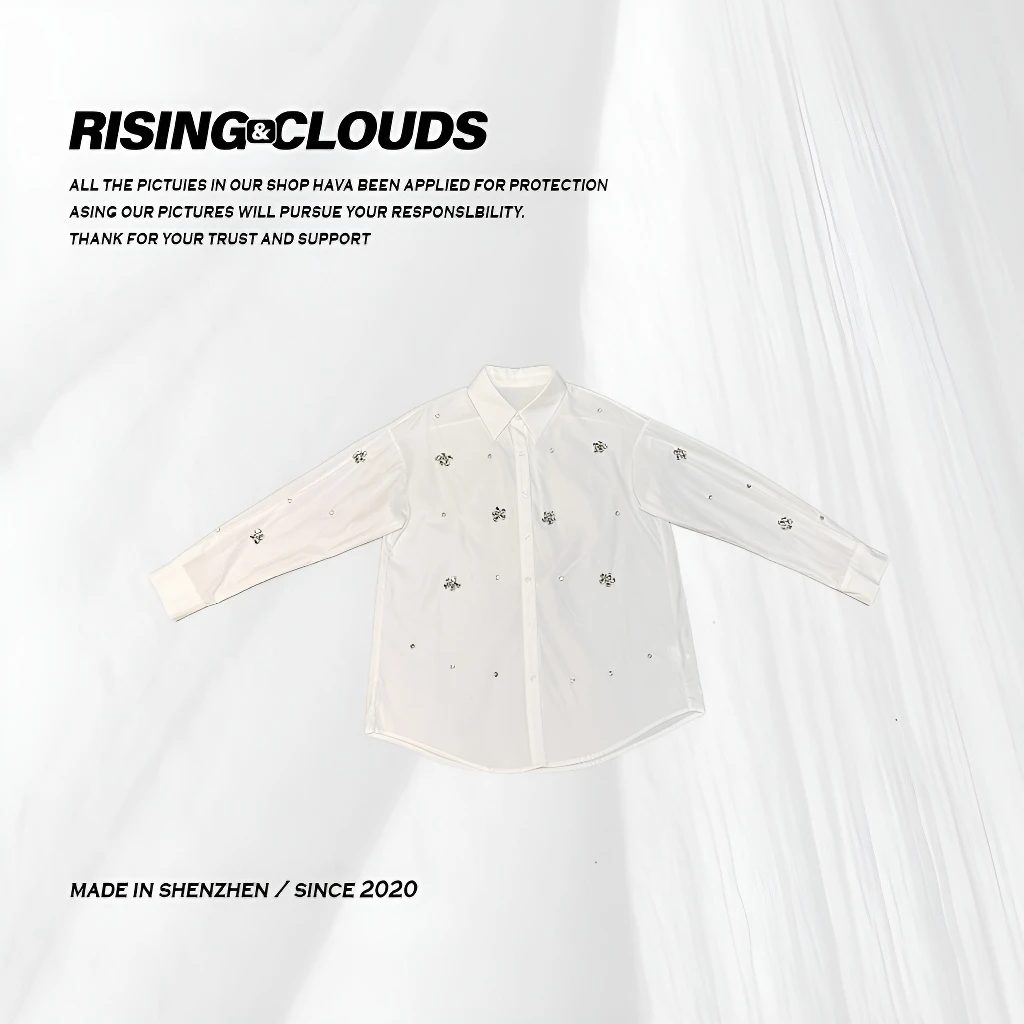 RISING&CLOUDS【小云姐】深圳舒适时尚方领镶钻衬衫010302