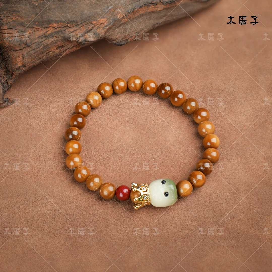 【木唐子】库克珠串天然库克7mm单圈带阴皮菩提呆呆雕刻