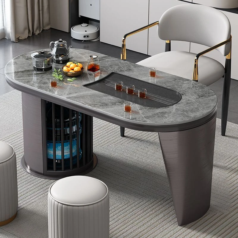 阳台茶台岩板茶桌椅组合轻奢家用办公客厅功夫茶几烧水泡茶一体桌