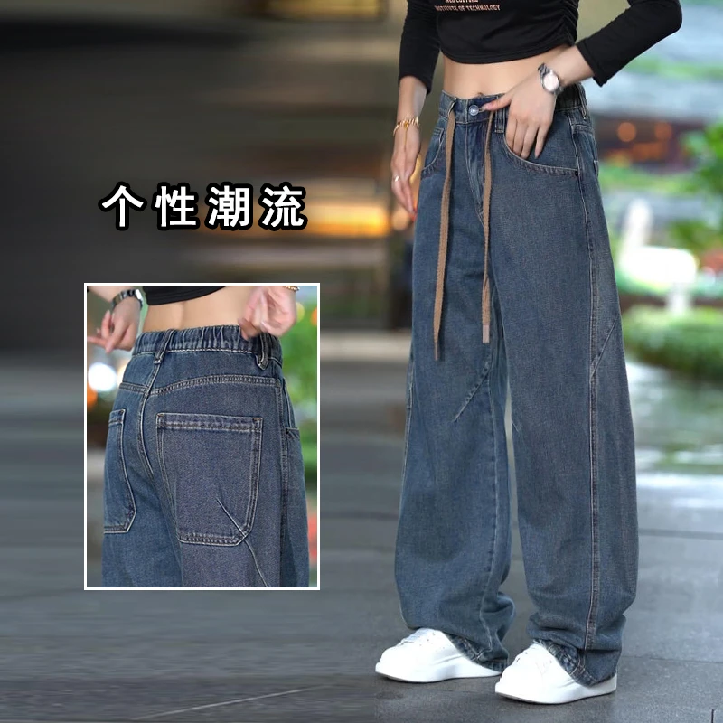 美式弯刀牛仔裤男款时尚潮流百搭直筒长裤秋季宽松复古休闲男裤子