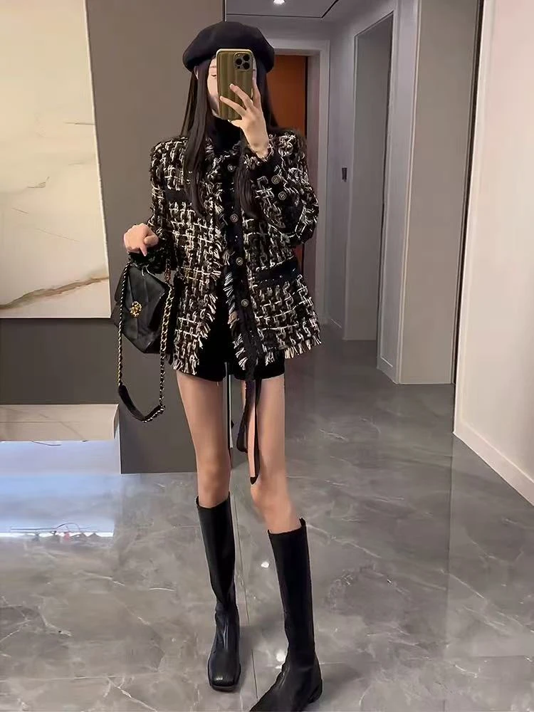 春秋冬季女厚款通勤外套网红西装御姐风