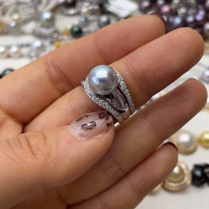 海水珍珠戒指银S925镶嵌