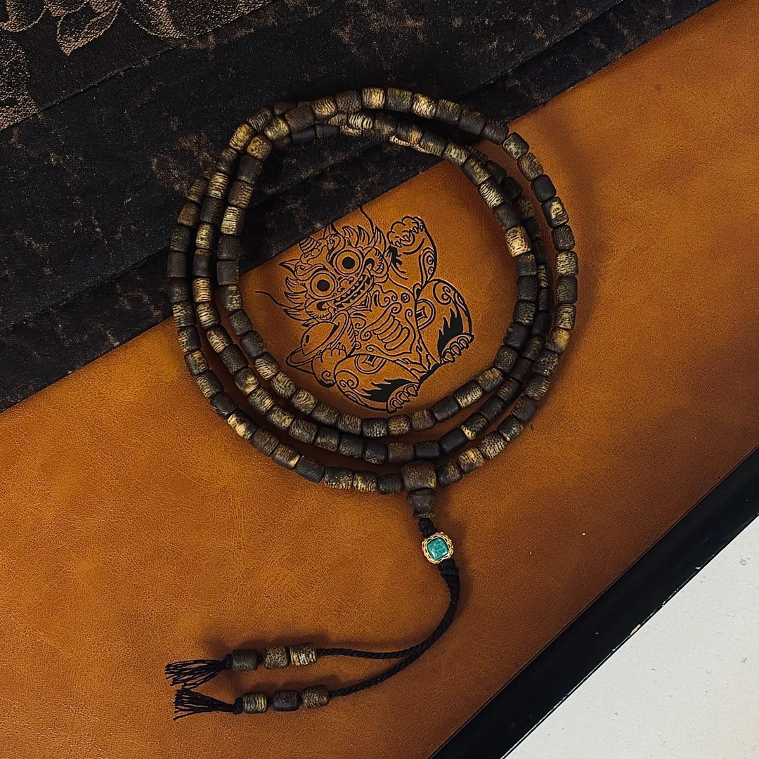 沉香【高阶-乌身圆叶】奇楠沉香多圈手串XK111601