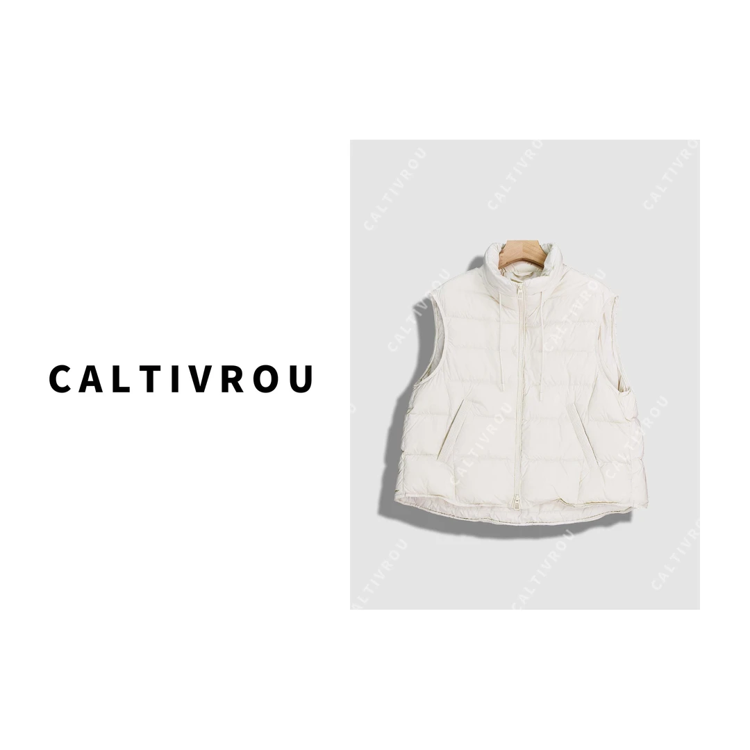 时髦小立领抽绳马甲-Y18999