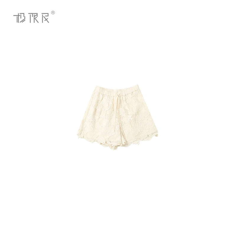 极限民《月绣》夏季欧若风蕾丝镂空刺绣中式气质短裤F5119F2512