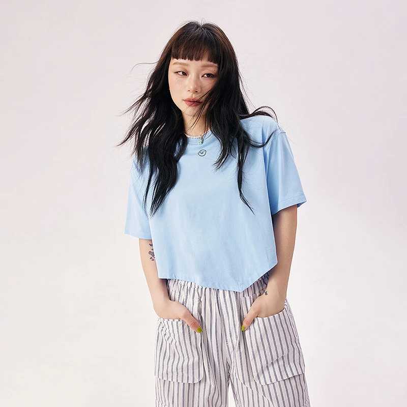 CHUU夏季女装字母印花设计慵懒风百搭简约韩系穿搭个性T恤