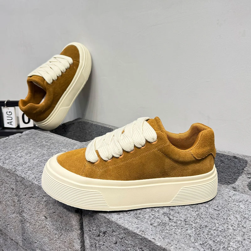 板鞋男秋季新款2025真皮厚底增高休闲鞋时尚软底耐磨百搭休闲男鞋