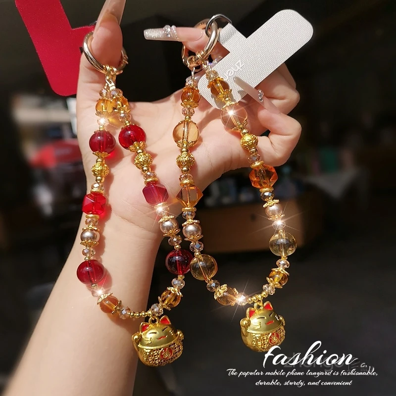 原创五路财神手机链中国风招财猫手机挂绳挂链挂饰结实耐用手提链