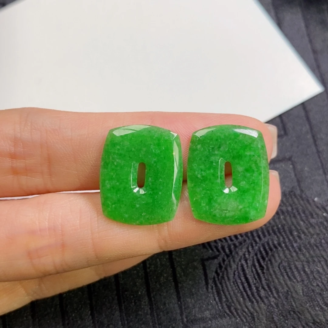 翡翠未镶嵌耳饰满色方糖