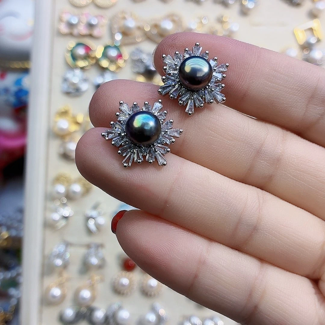 淡水珍珠耳饰合金