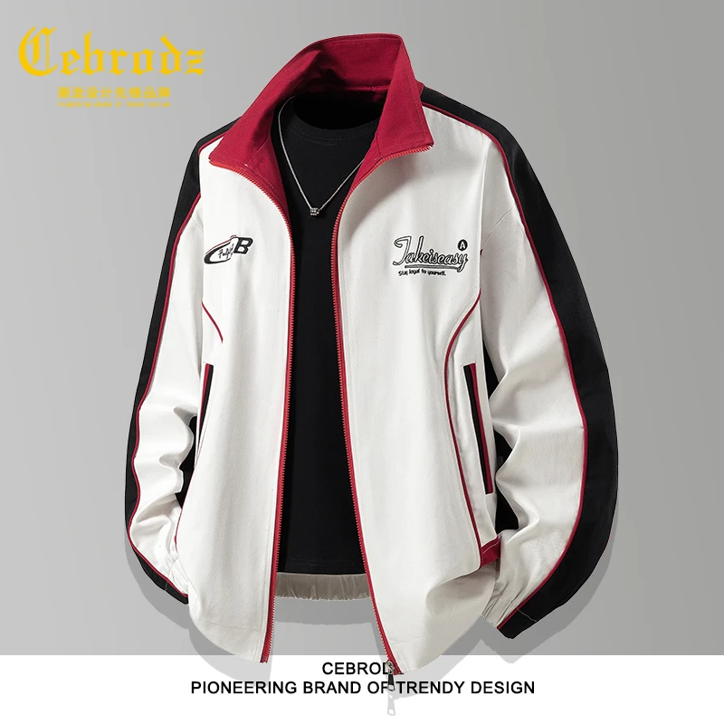 法国Cebrodz秋冬季男士新款高街潮流时尚休闲百搭商务立领夹克男