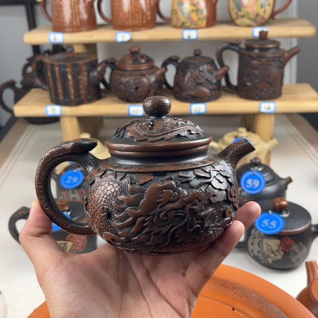 壶260cv建水紫陶全手工制作，老匠人传承手艺