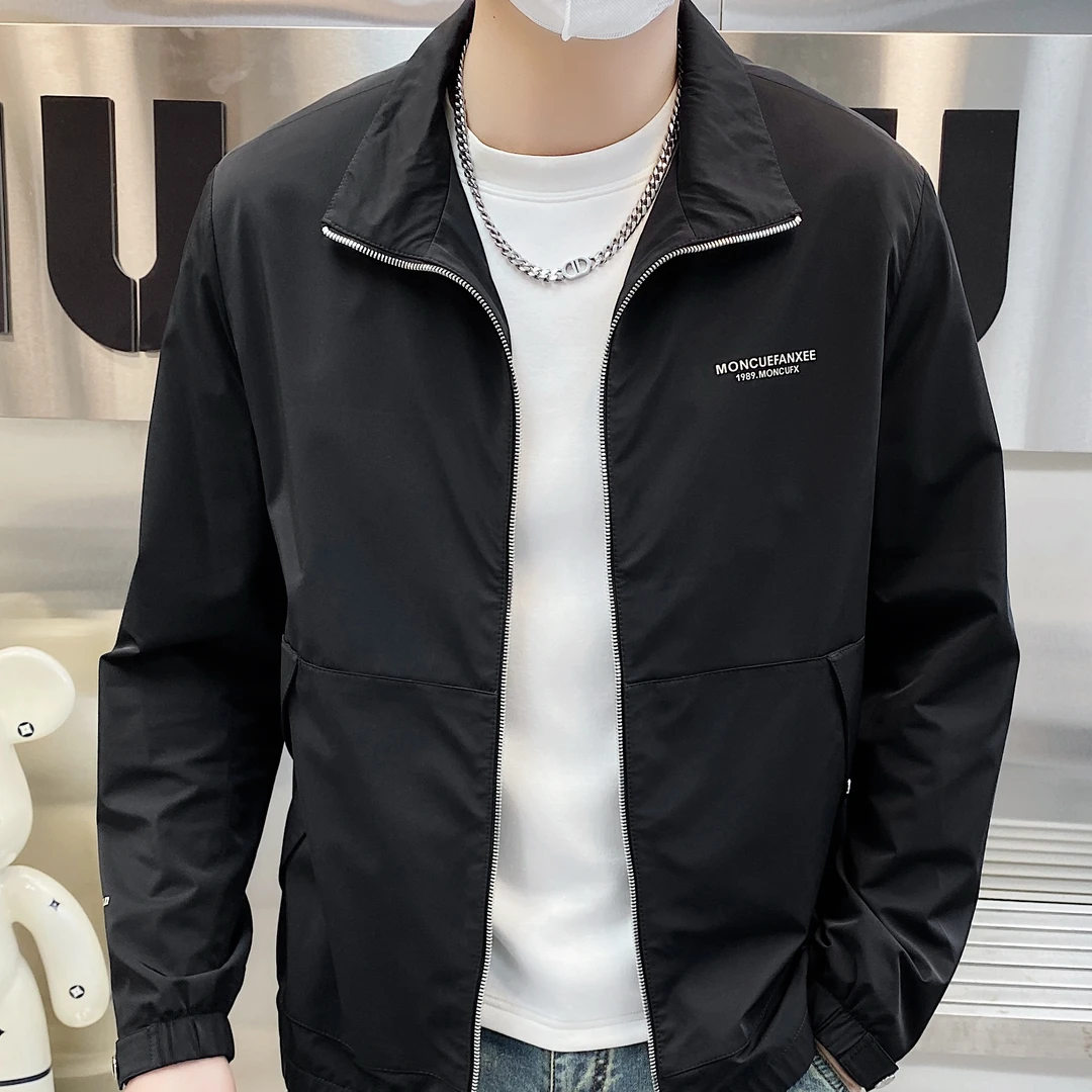 2025春季新款潮流百搭立领夹克男士薄款上衣黑色外套