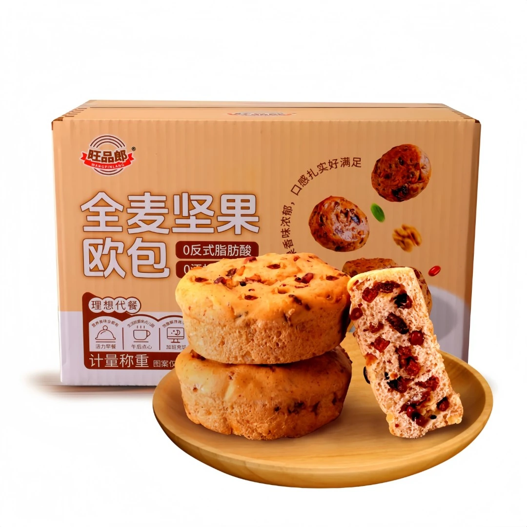 旺品郎全麦坚果欧包面包0蔗糖0反式脂肪酸轻食代餐杂粮健康零食