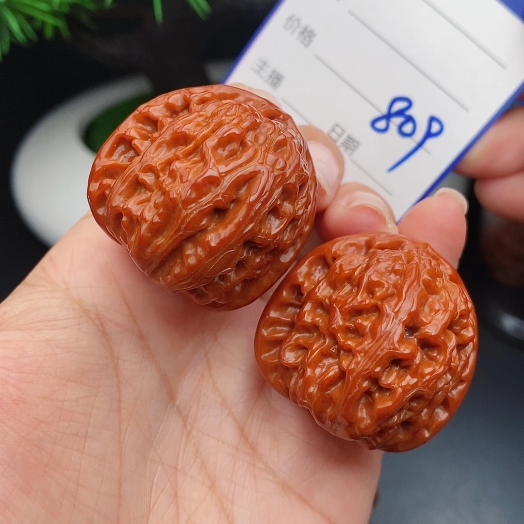 文玩核桃把件36三角白809