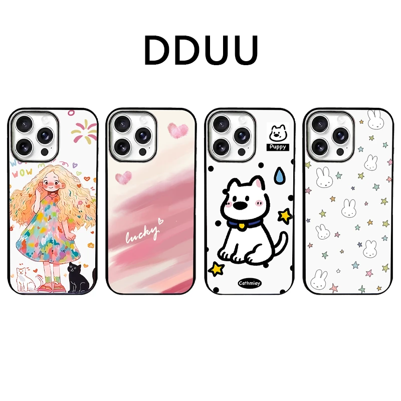 新款长发女孩适用苹果手机壳亚克力iphone16小众黑框手机壳