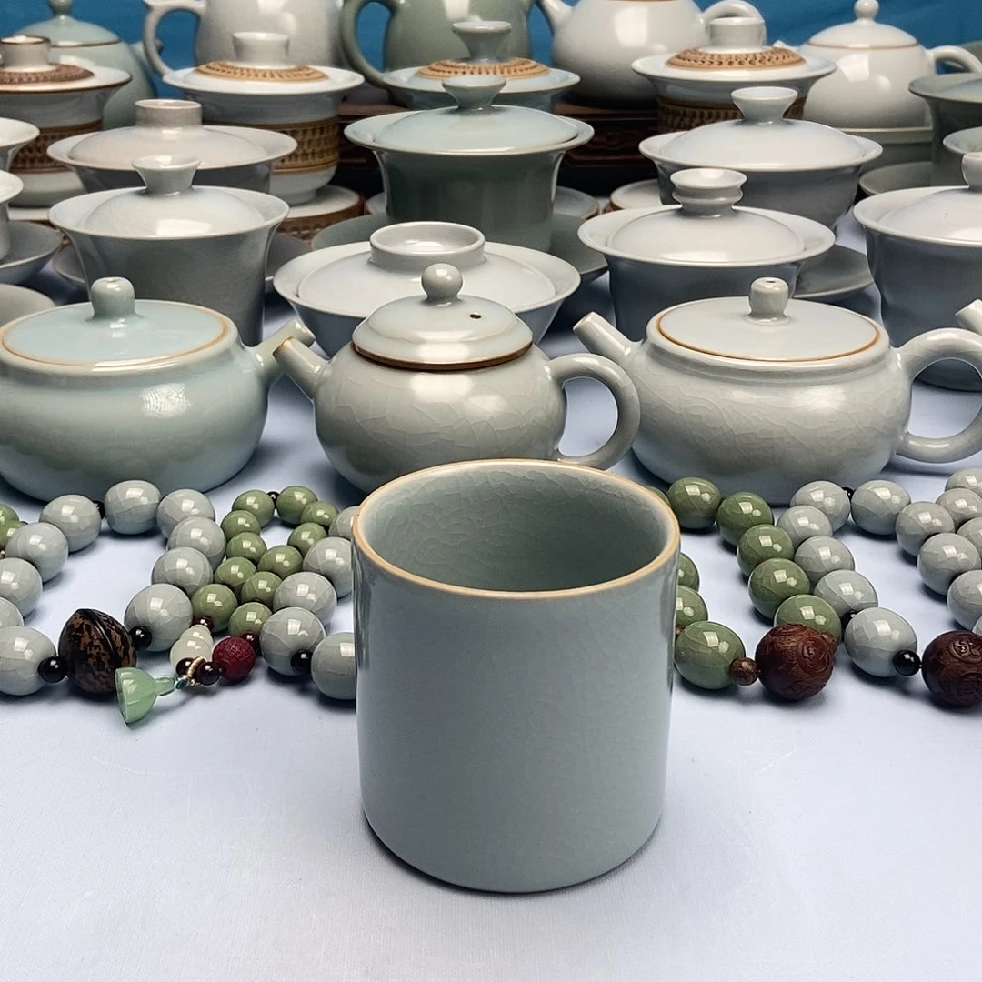 杯天青釉直桶杯原矿原釉原产地