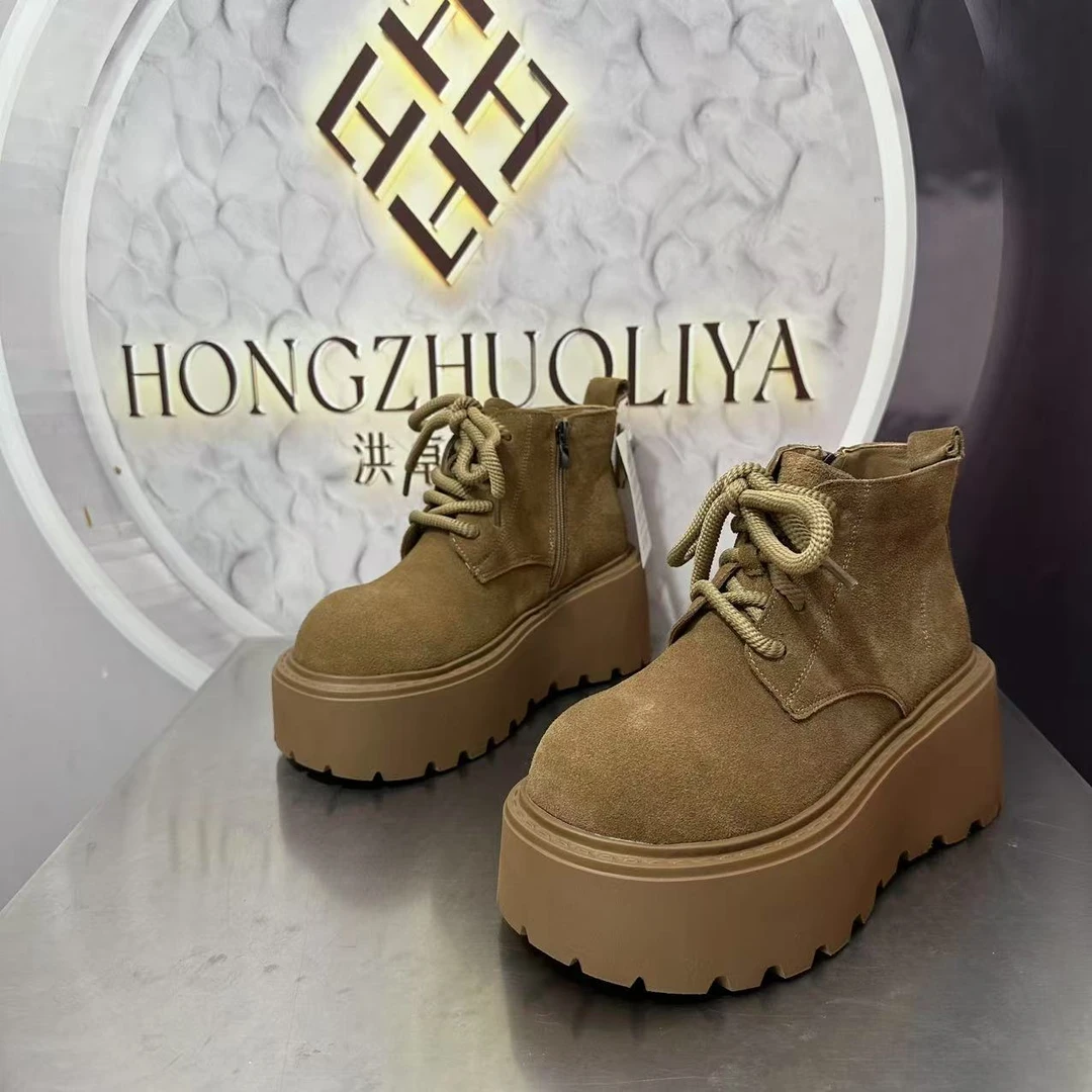 335-8新款2024单里精品百搭潮流马丁靴中筒烟筒黑色女士春秋