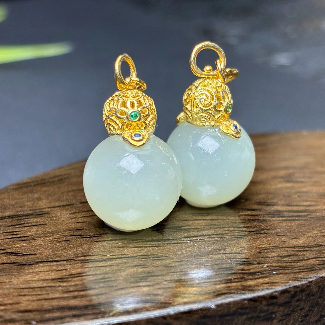 和田玉圆珠吊坠【小北质检】ZJH927Z5多样性发一