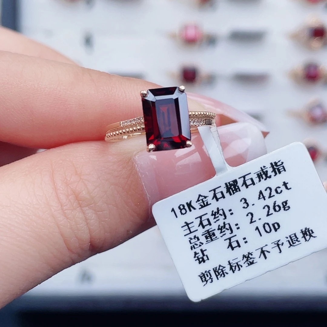 戒指石榴石18K金镶嵌