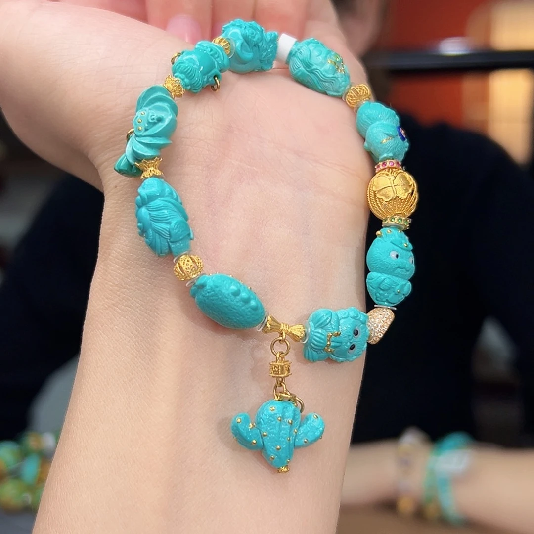 绿松石珠宝奇石18K金镶嵌