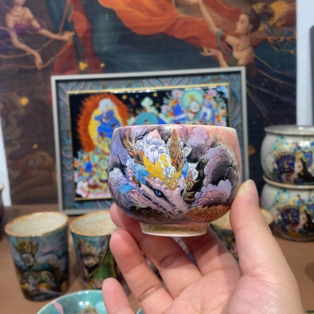 手工手绘龙杯杯杯
