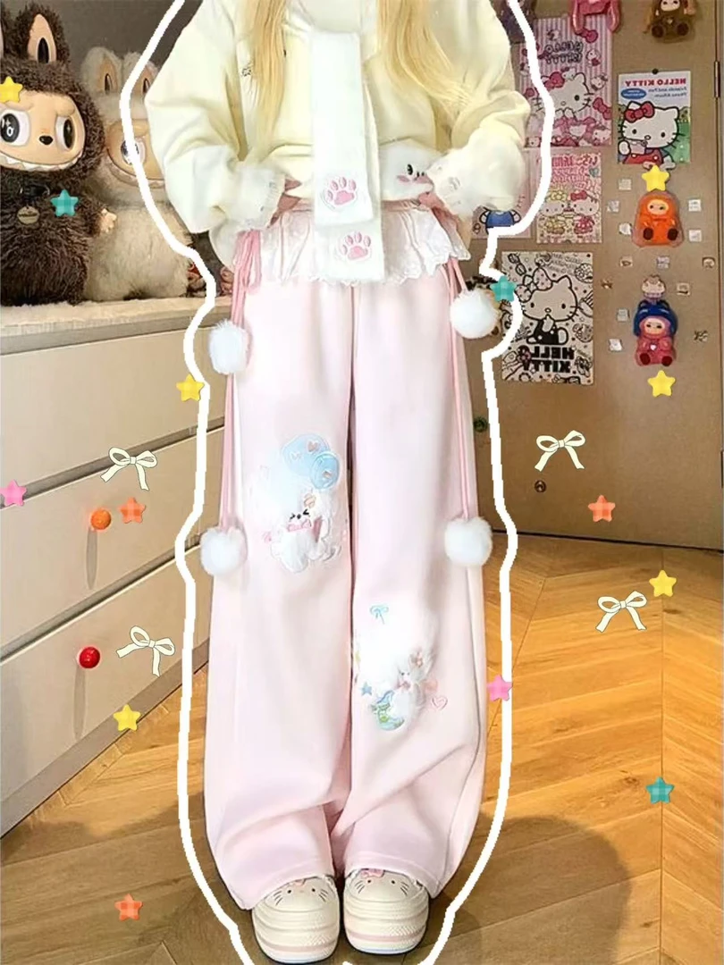 女汉服休闲宽松御寒加厚女孩韩版卡通绣花刺绣中大童