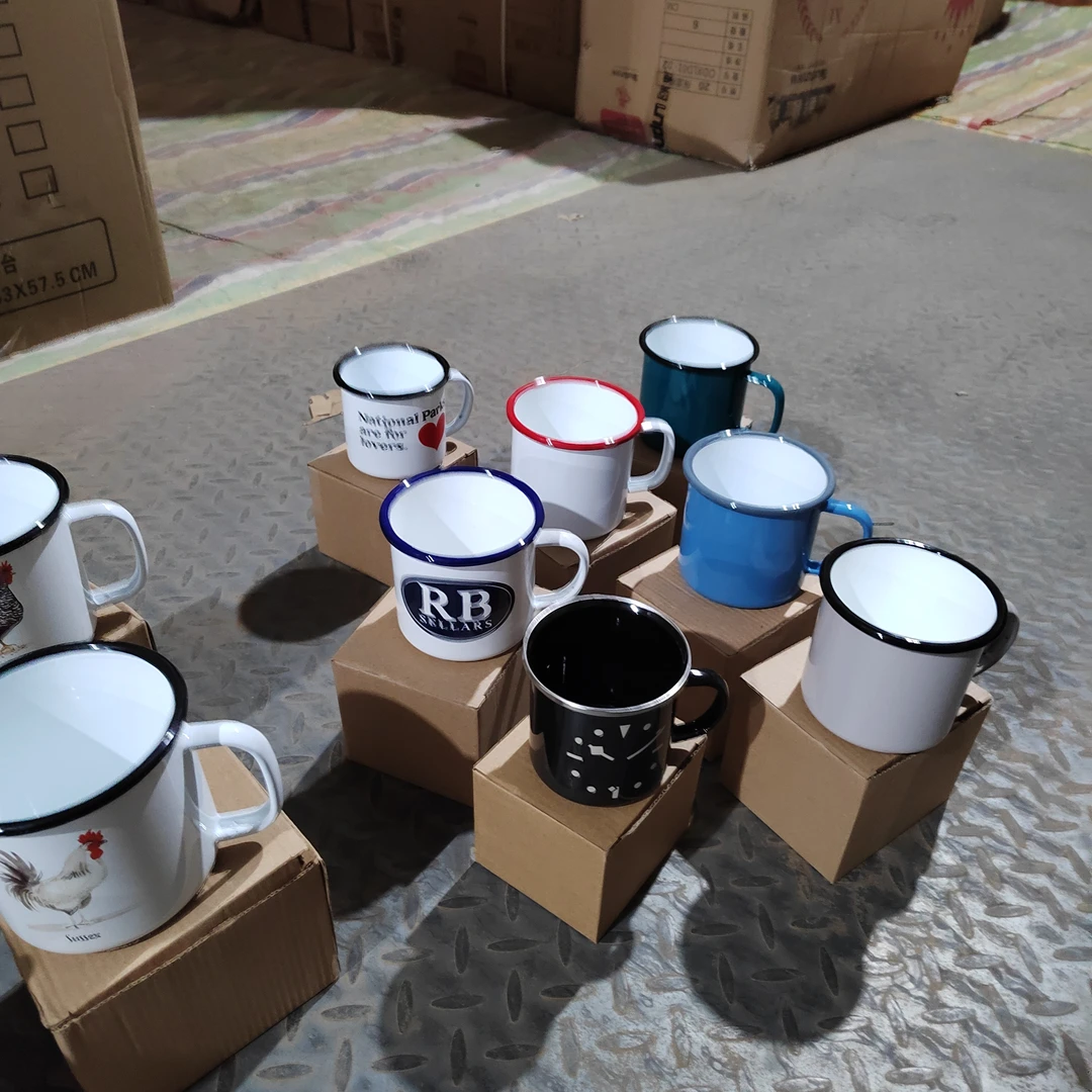 【微瑕 介意慎拍 颜色款式随机发2个】加厚怀旧搪瓷经典杯口杯