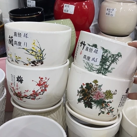 多肉绿植陶瓷花盆9.9包邮，有孔