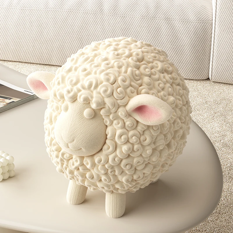 奶芙羊咩咩桌面摆件现代简约奶油风客厅电视柜入户玄关家居装饰品