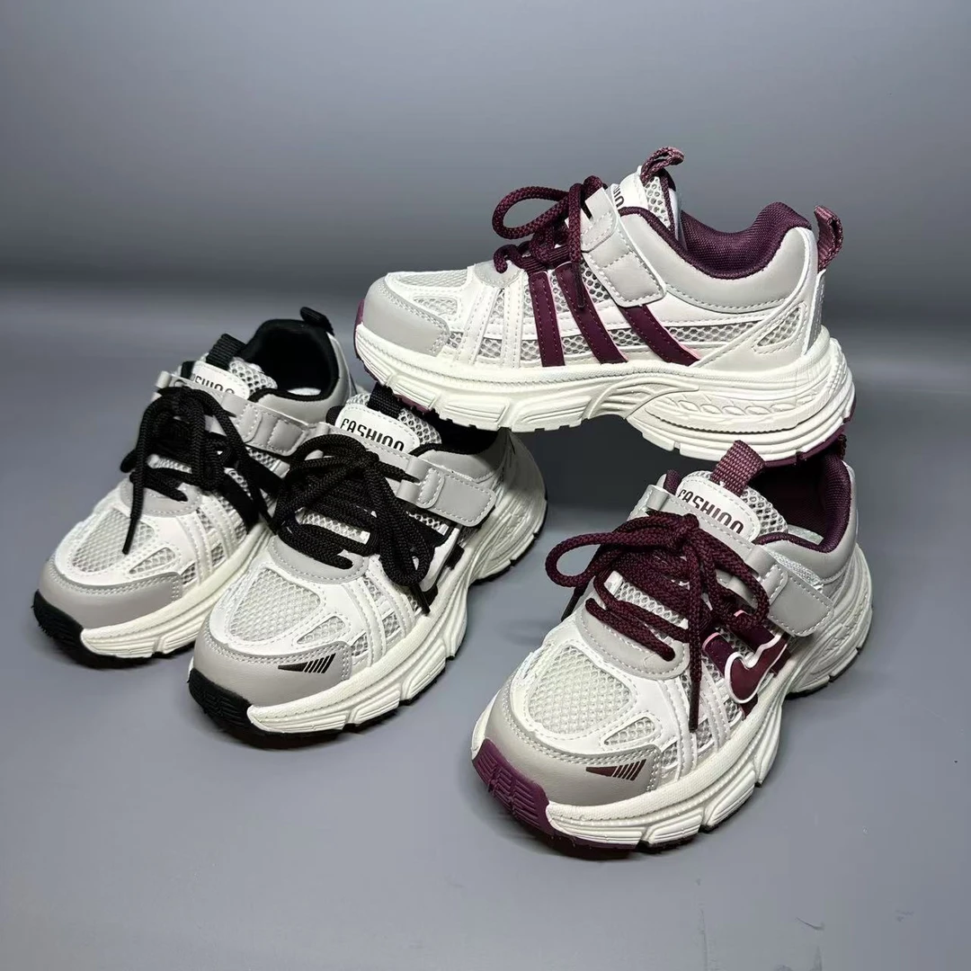 111233儿童单透网魔术贴童鞋休闲鞋百搭时尚男童女童运动鞋32-40