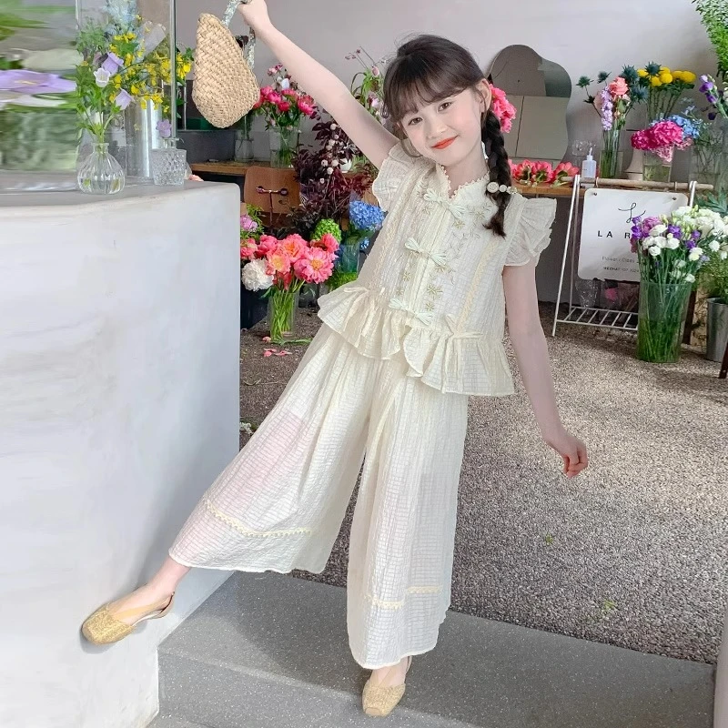 女童夏装套装潮款新款洋气国风中式衣服儿童装夏季时髦大童两件套