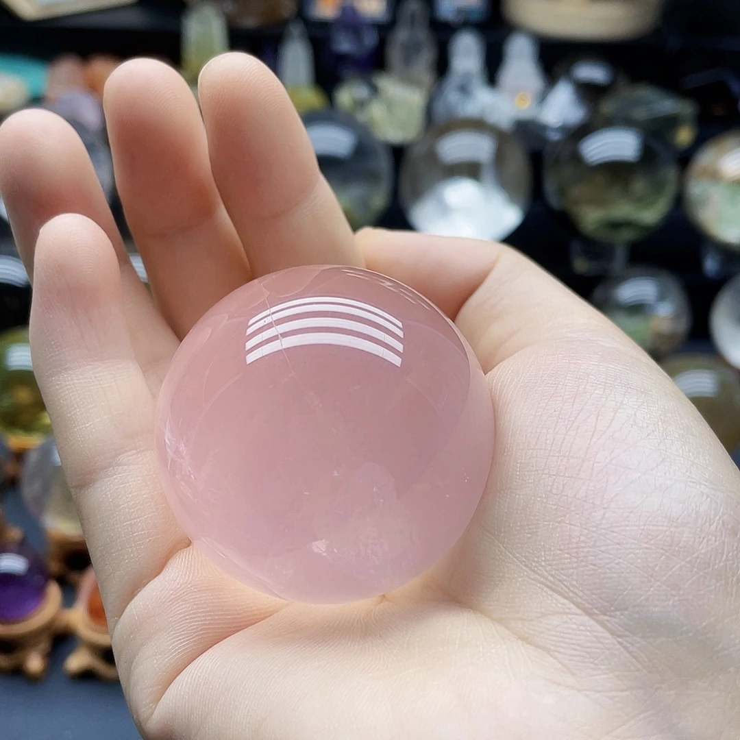 未镶嵌珠宝半成品水晶天然粉水晶果冻体46.7mm