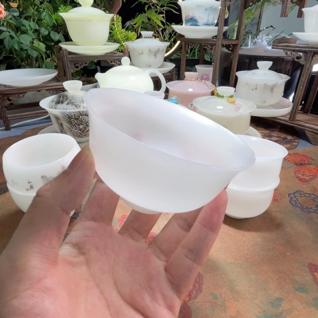 冰晶璞玉素烧花口杯