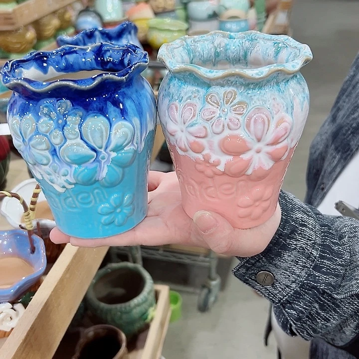 有孔.凑满10元发货多肉陶瓷花盆！