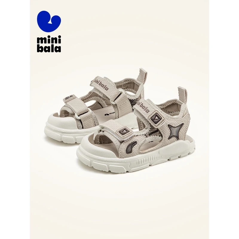 迷你巴拉巴拉夏季儿童鞋子防滑软底包头女童凉鞋运动小童宝宝帅气