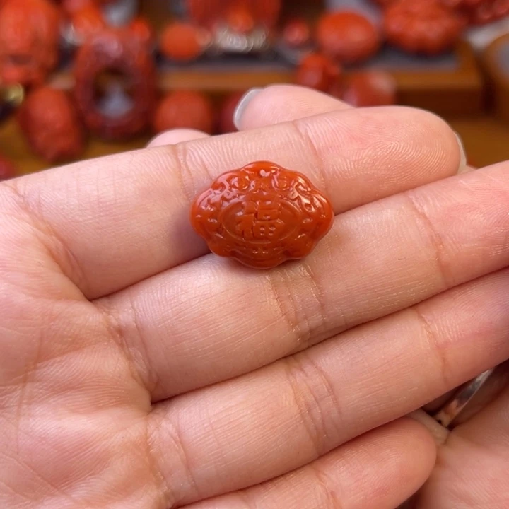 南红玛瑙未镶嵌川料瓦西锁福19mm尺寸