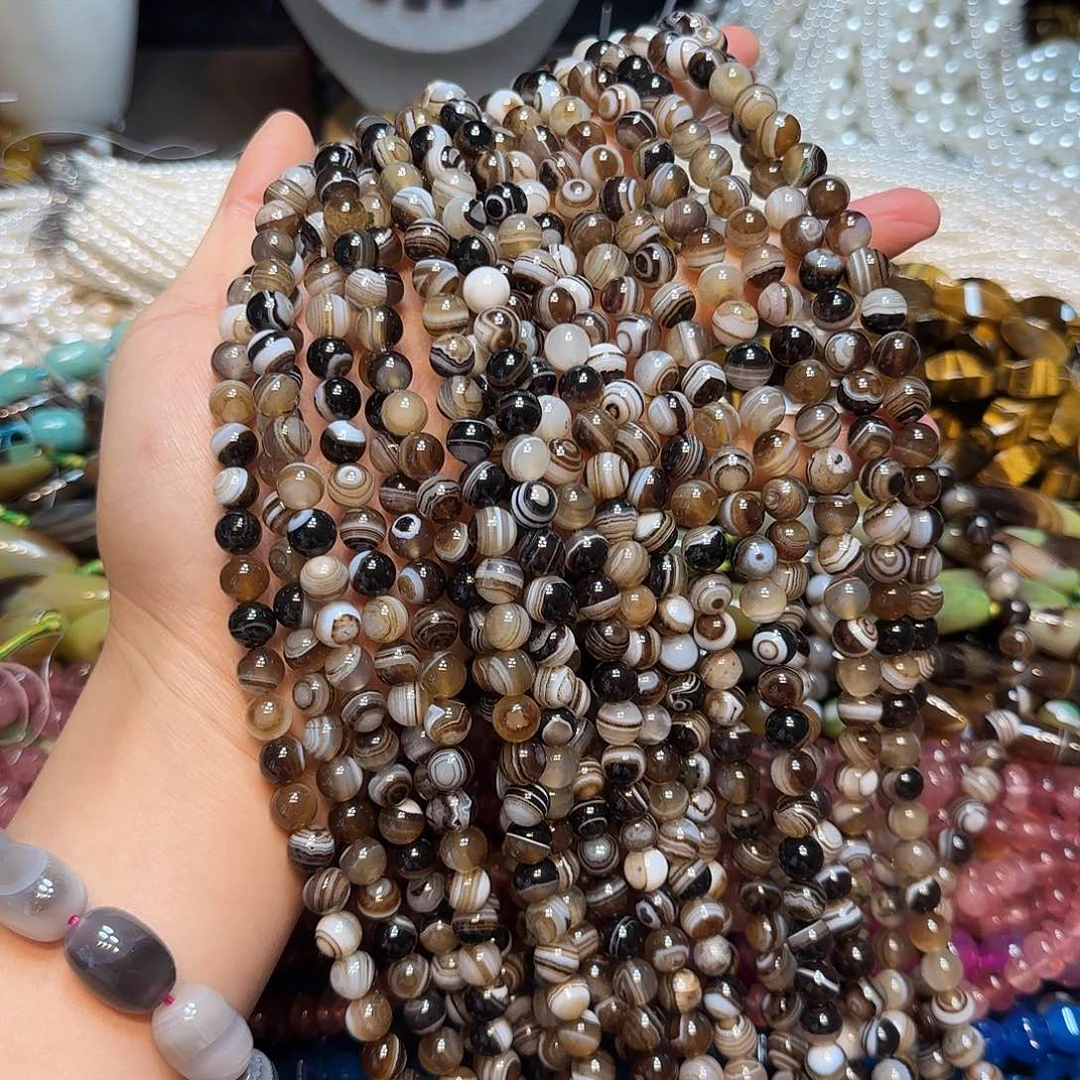 玛瑙/玉髓合金珠宝半成品8mm蚕丝板眼一条